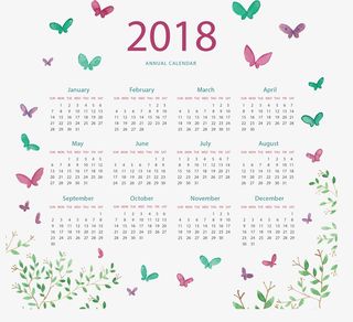 春天蝴蝶日历免抠