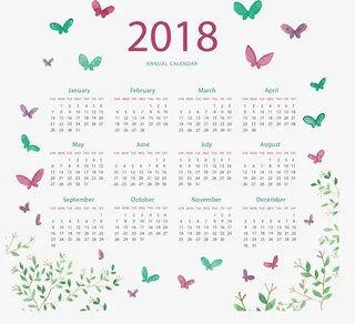 春天蝴蝶日历免抠