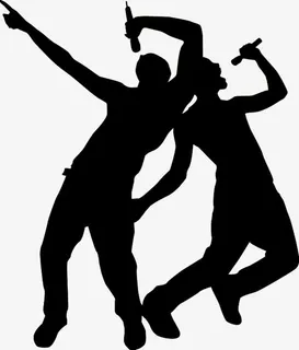 唱歌的黑色造型人物免抠