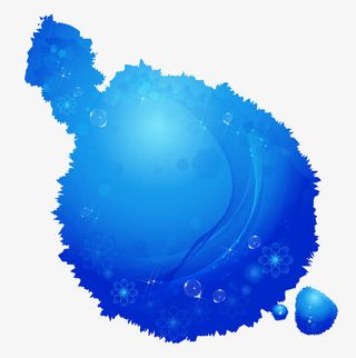 蓝色彩色墨迹免抠