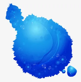 蓝色彩色墨迹免抠