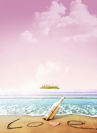 夏日沙滩海滩旅游清新广告背景高清