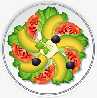 手绘卡通美食拼盘蔬菜沙拉免抠