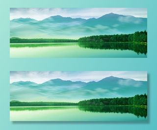 旅游烟雨中的山水清新背景banner高清摄影风景背景