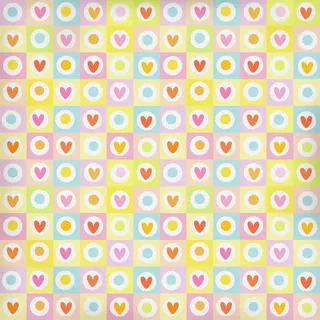 彩色卡通圆形与心形免抠