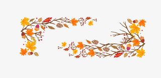 枫叶树枝边框免抠