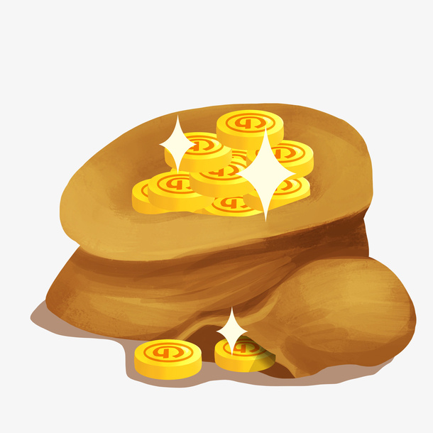 一袋金币元素免抠