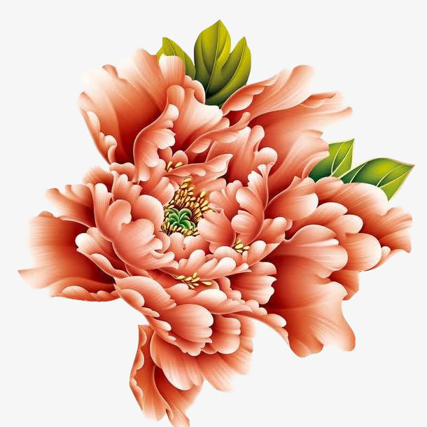 国潮大朵菊花红色元素免抠