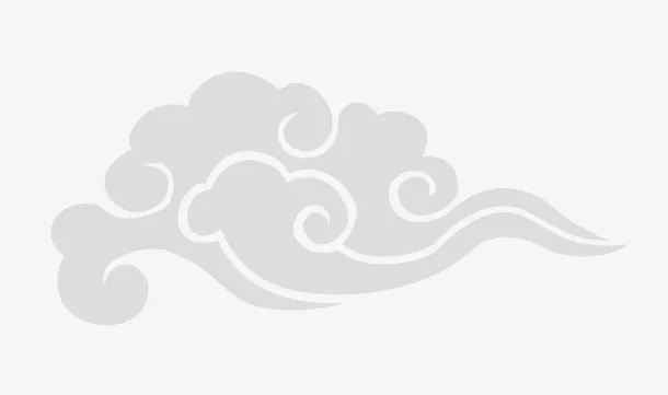 手绘灰色复古祥云花纹免抠