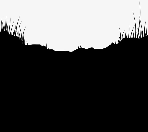 黑色简约草地免抠