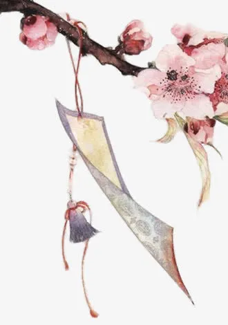 手绘梅花黑色花枝挂饰免抠