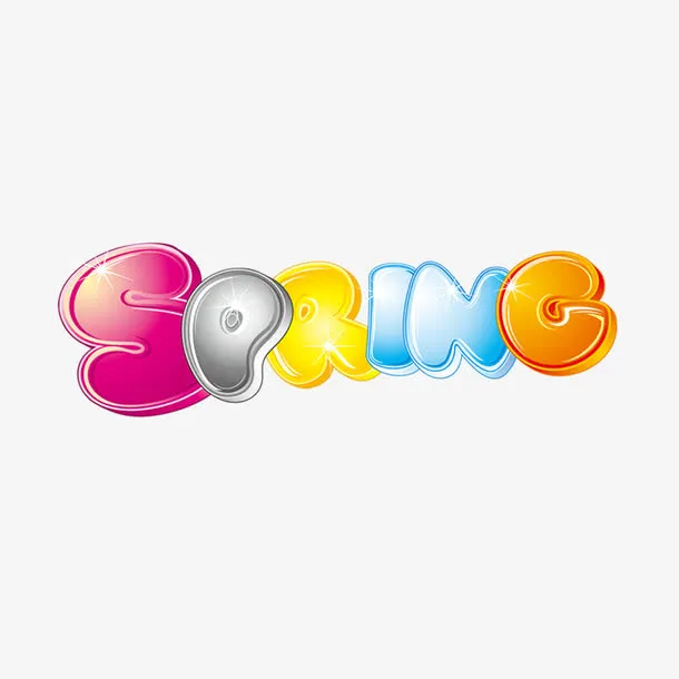 卡通spring艺术字免抠