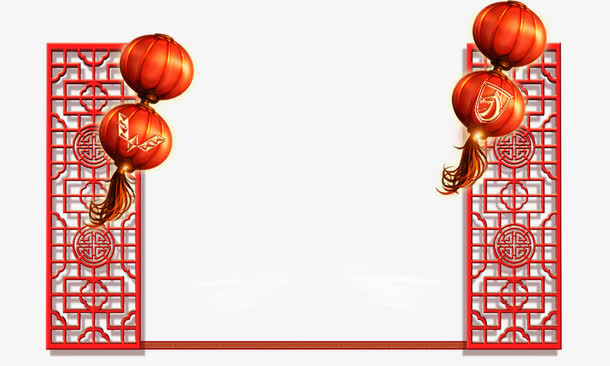 中国风 门框 灯笼免抠