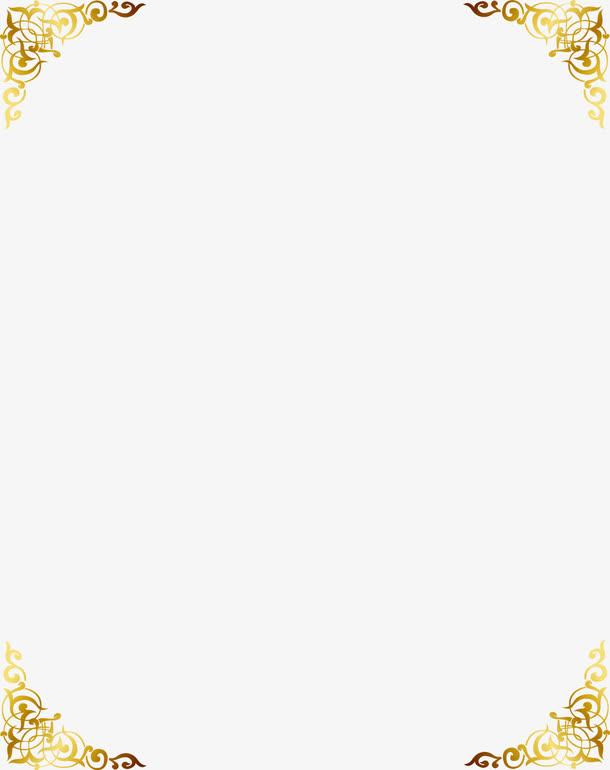 欧式金黄婚礼花纹边框免抠