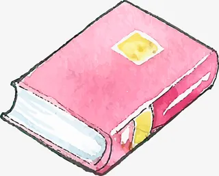 粉色可爱水彩书本免抠