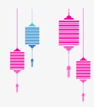 彩色手绘的灯笼免抠