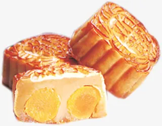 切开的蛋黄月饼中秋免抠