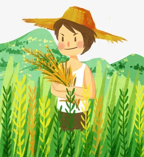 彩色水墨麦田元素免抠