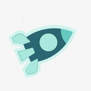 蓝色卡通火箭矢量图免抠