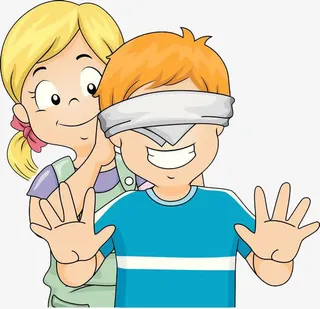 玩捉迷藏的小孩免抠