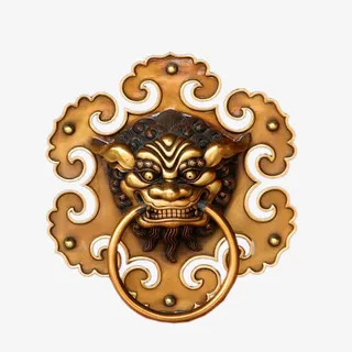 金属中国风狮子头门环免抠