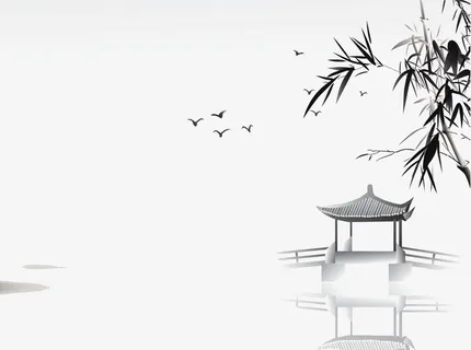 中国风清明水墨山水画免抠