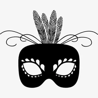 狂欢节面具有羽毛装饰图标免抠