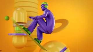 手绘紫色小人海报免抠