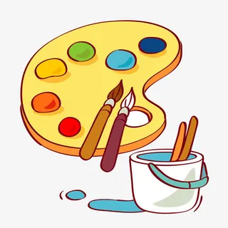 调色盘画笔PNG下载免抠