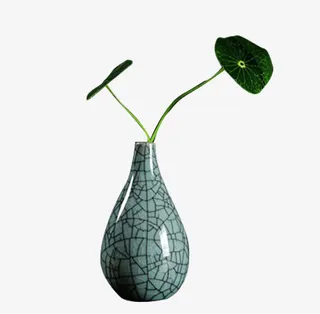 古韵青瓷小花瓶免抠