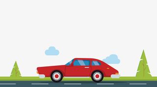 卡通行驶中红色汽车矢量图免抠