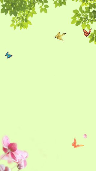 清明节绿色清新树叶花瓣H5背景高清