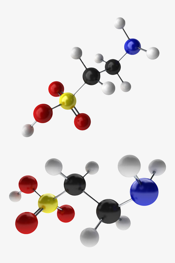 红黑白色牛磺酸分子形状素材免抠