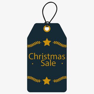 卡通复古圣诞节活动促销标签免抠