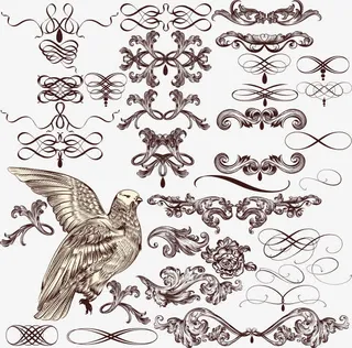 矢量古典花纹素材免抠