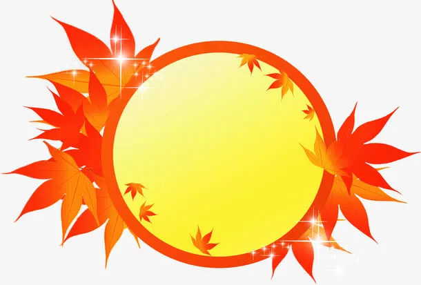 金秋吊牌枫叶圆环免抠