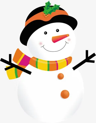 可爱冬季冬青雪人免抠