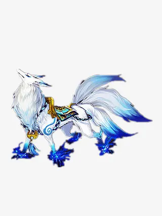 狐妖白色坐骑手绘游戏素材免抠