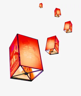 红色中国风灯笼漂浮素材免抠