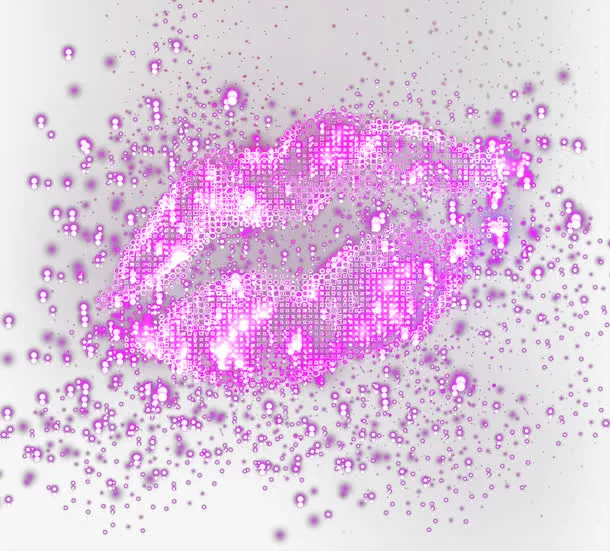 时尚炫光嘴唇印矢量免抠