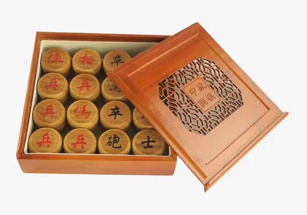 木质方形象棋棋盒免抠