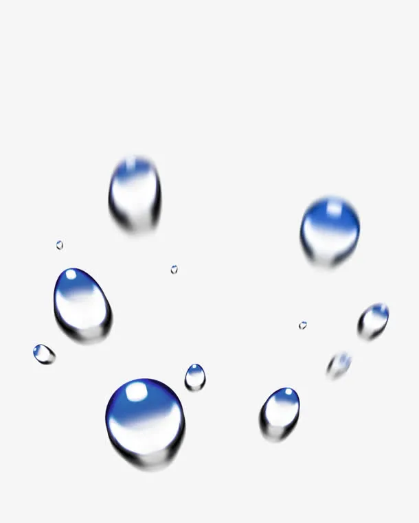 蓝色水滴漂浮免抠