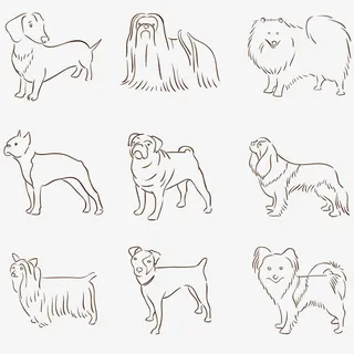 手绘线条宠物狗设计矢量素材免抠