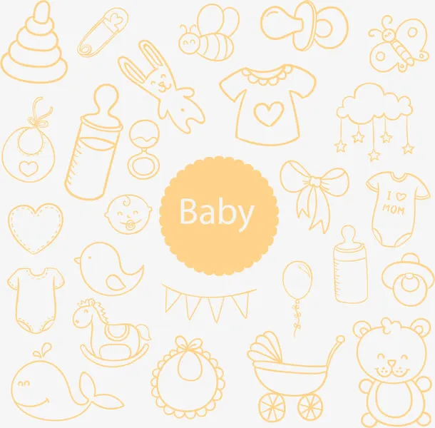 卡通可爱奶瓶baby底纹免抠