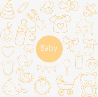 卡通可爱奶瓶baby底纹免抠