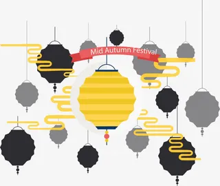 创意中秋贺卡免抠