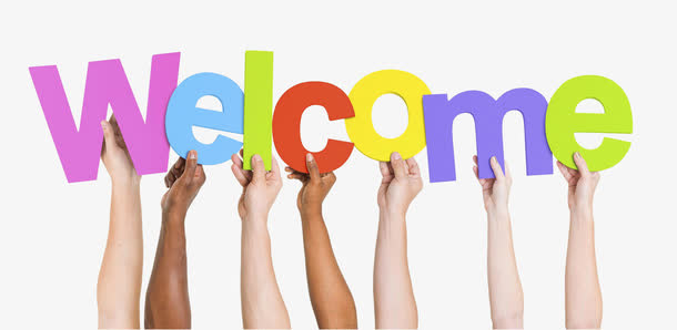 手举welcome免抠