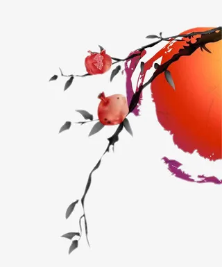 晕染石榴树免抠