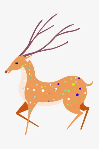 彩色斑点的小鹿免抠