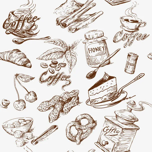 矢量素描点心免抠